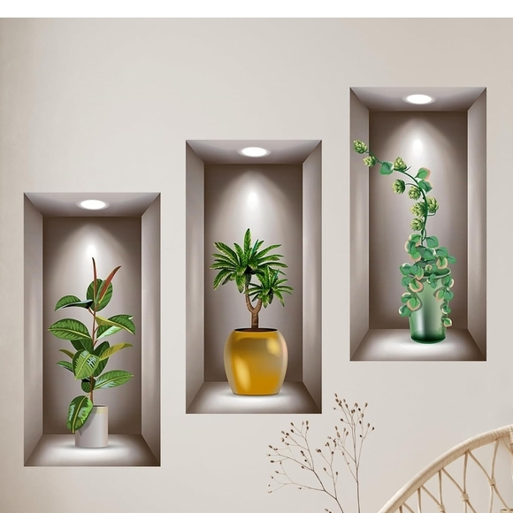 Elegant Green Plant Wall Art Trio - Picture 2 of 11